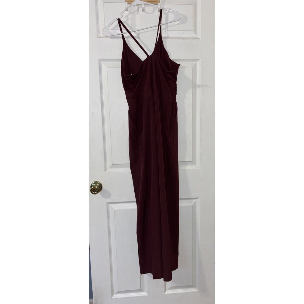 Halara M Petite Burgundy Breezeful Jumpsuit Spaghetti Straps Quick Dry Zip Side - Picture 9 of 10